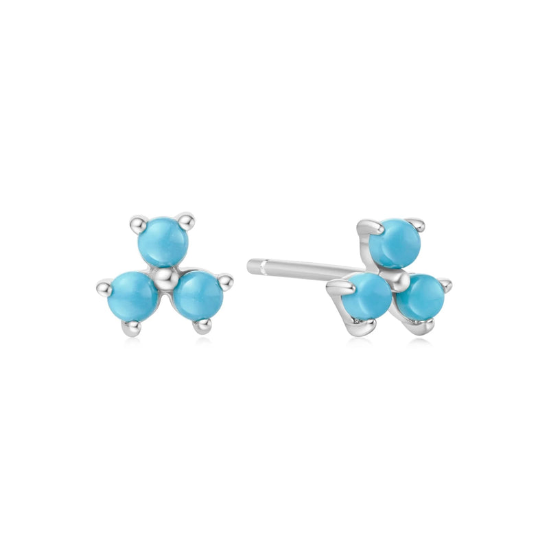 Ania Haie Silver Lab Created Turquoise Lotus Stud Earrings E063 - 04HE063-04H