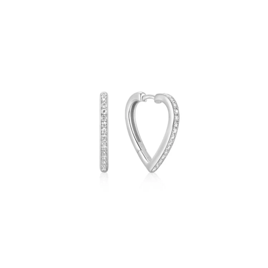 Ania Haie Silver Medium Sparkle Heart Huggie Hoop Earrings E074-08HE074-08H