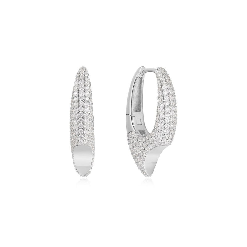 Ania Haie Silver Pave Arrow Hoop Earrings