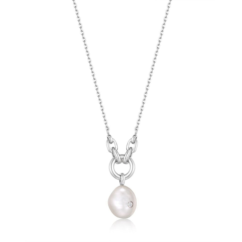 Ania Haie Silver Pearl Sparkle Pendant Necklace