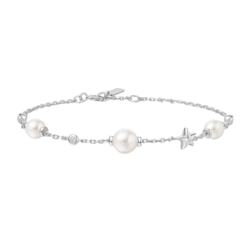 Ania Haie Silver Shell Pearl And Star Station Bracelet B065 - 05HB065-05H