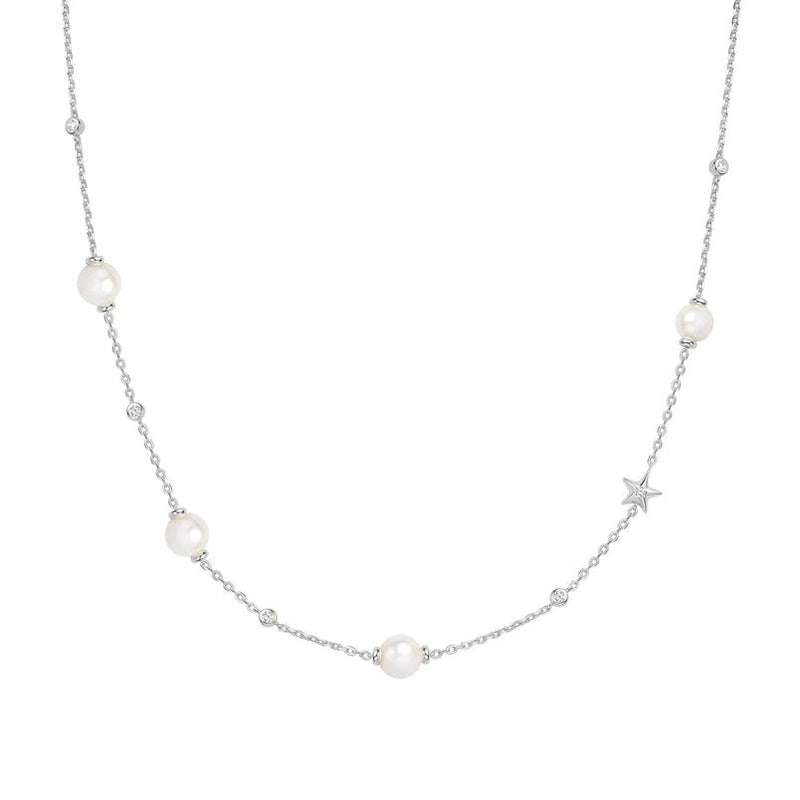 Ania Haie Silver Shell Pearl And Star Station Necklace N065 - 09HN065-09H
