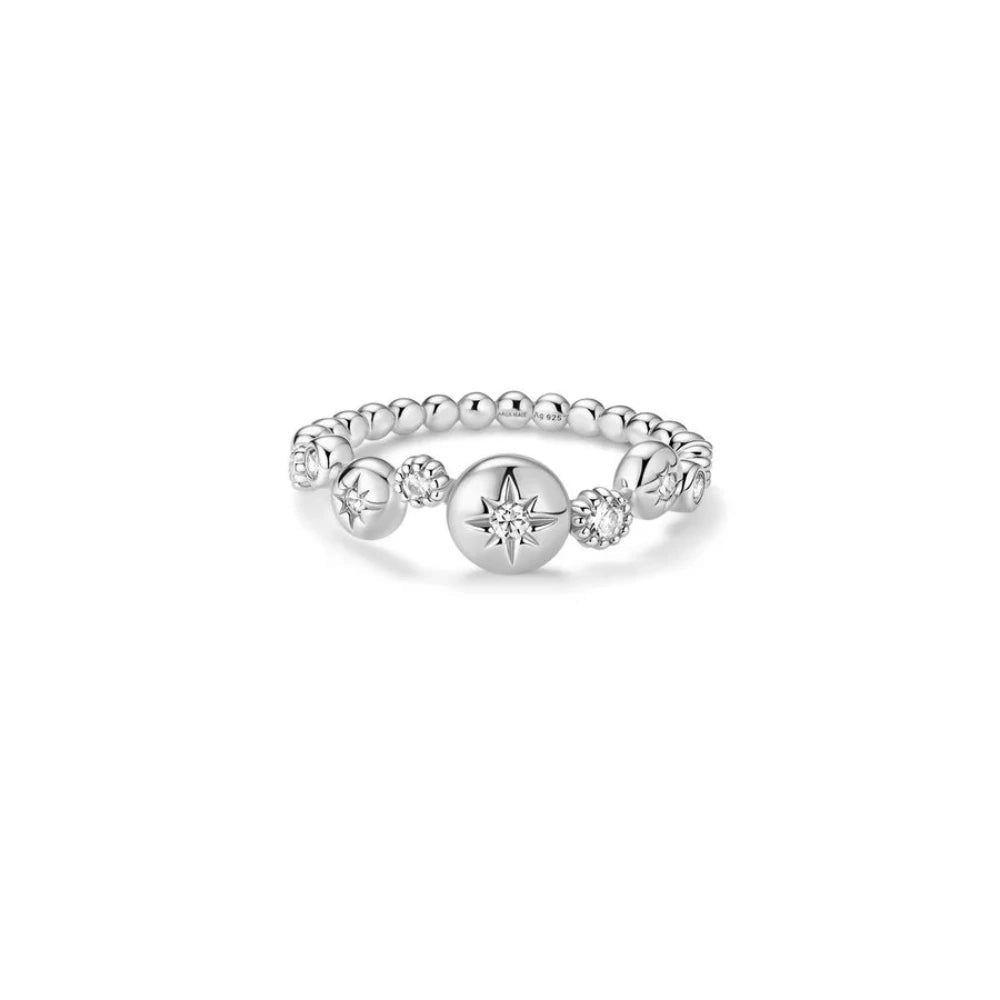 Ania Haie Silver Starburst Zig-Zag Beaded Ring R074-02H-54R074-02H-54