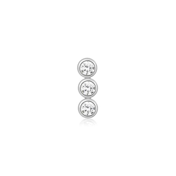 Ania Haie Silver Triple Stone Bezel Barbell Single Earring E070 - 05HE070-05H