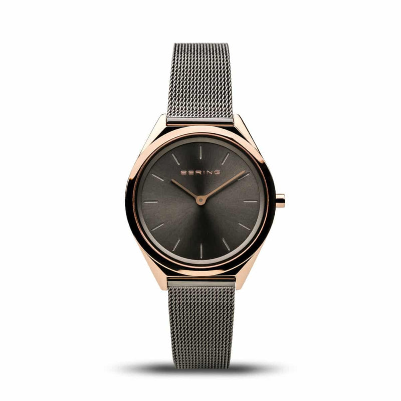 Bering Ladies' Ultra Slim Rose Gold & Grey Watch 17031 - 369