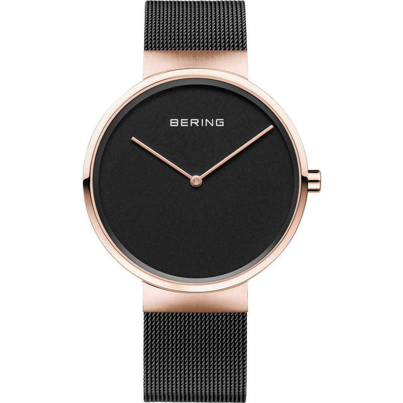 Bering Unisex Black and Rose Gold Watch 14539 - 166