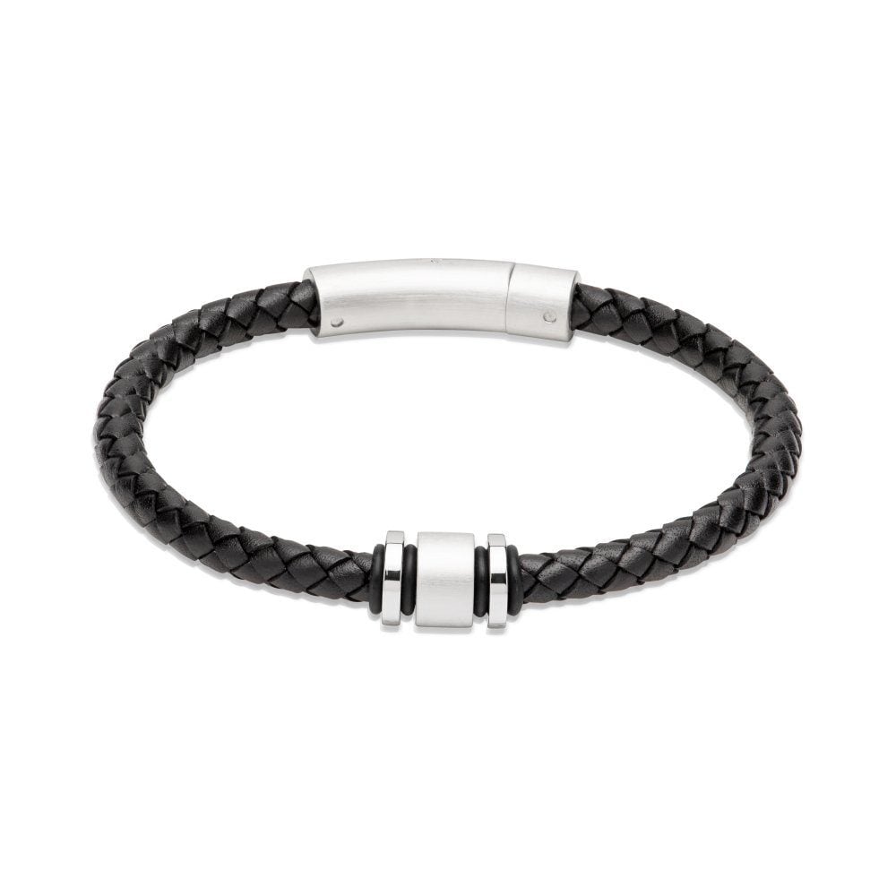 Black Leather with Polished Clasp Bracelet