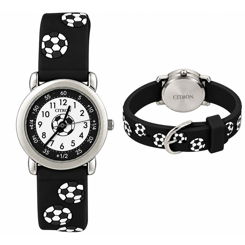 Childrens Black Football Time Teacher WatchKID021