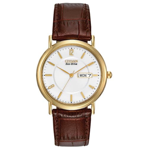 Citizen Men's Eco - Drive Gold Tone Classic Leather Watch BM8242 - 08A