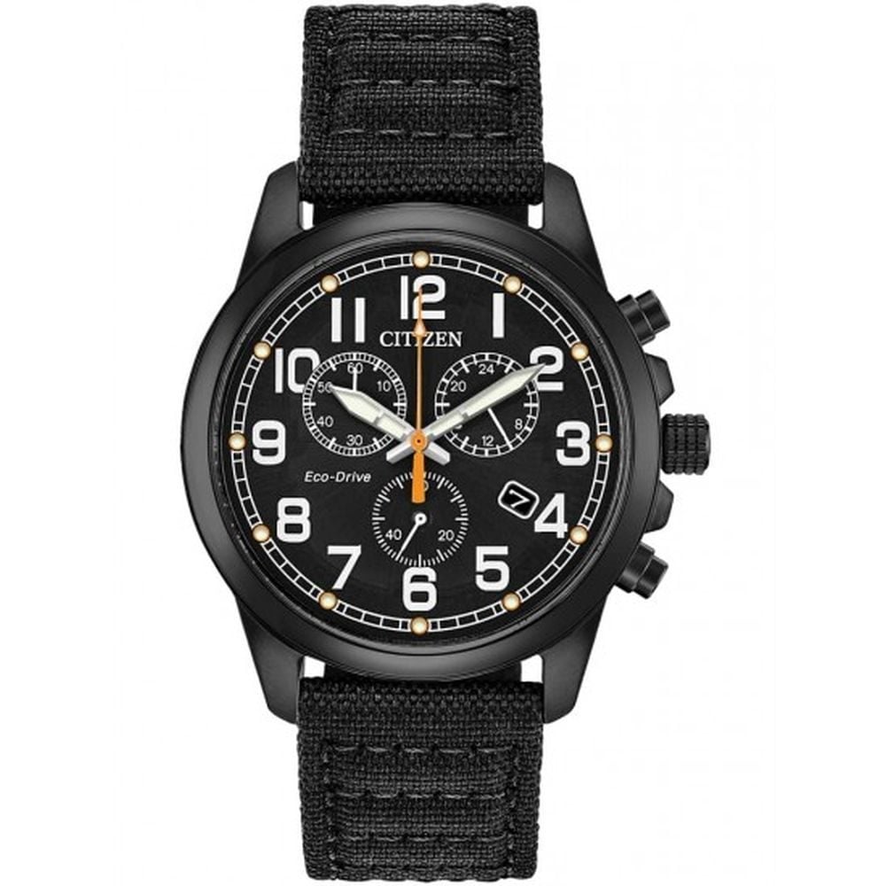Citizen Men's Eco - Drive Military Black Chronograph Watch AT0205 - 01E