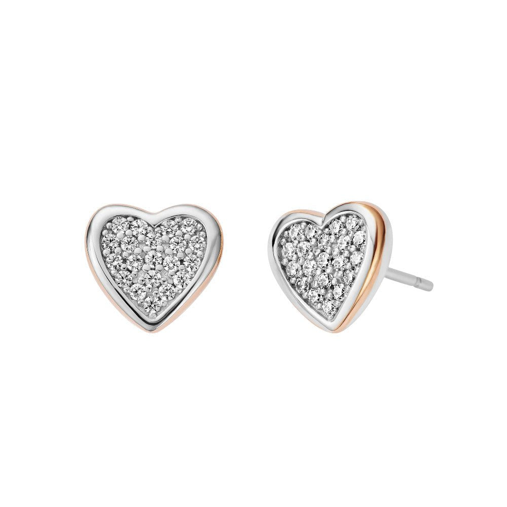 Cloagu Forever Yours Sterling Silver Love Heart Earrings with Swarovski Zirconia 3SFYO995
