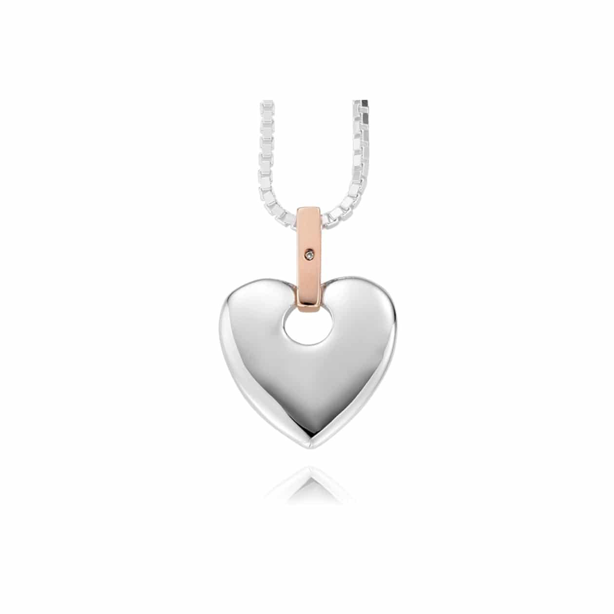 Clogau Cariad Sterling Silver Big Heart Pendant with Diamond SCA01016955