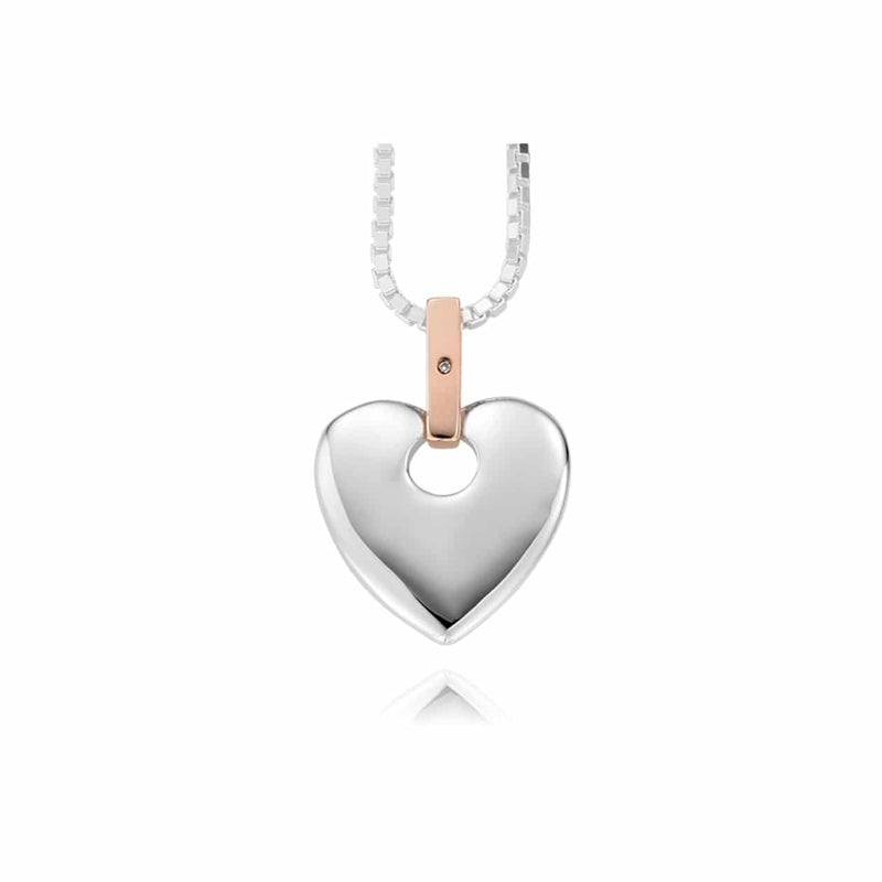 Clogau Cariad Sterling Silver Big Heart Pendant with Diamond SCA01016955