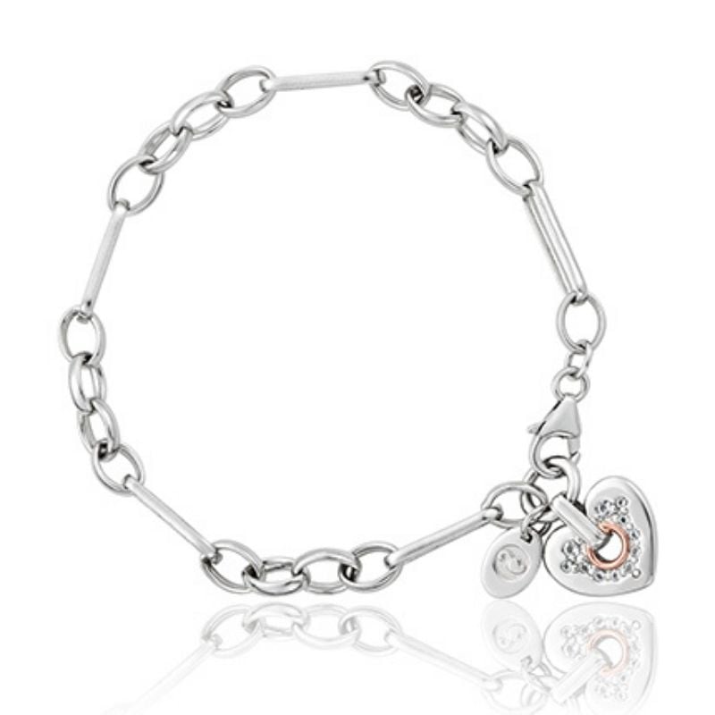 Clogau Cariad Sterling Silver Sparkle Figaro Bracelet with Topaz 3SCRS0156