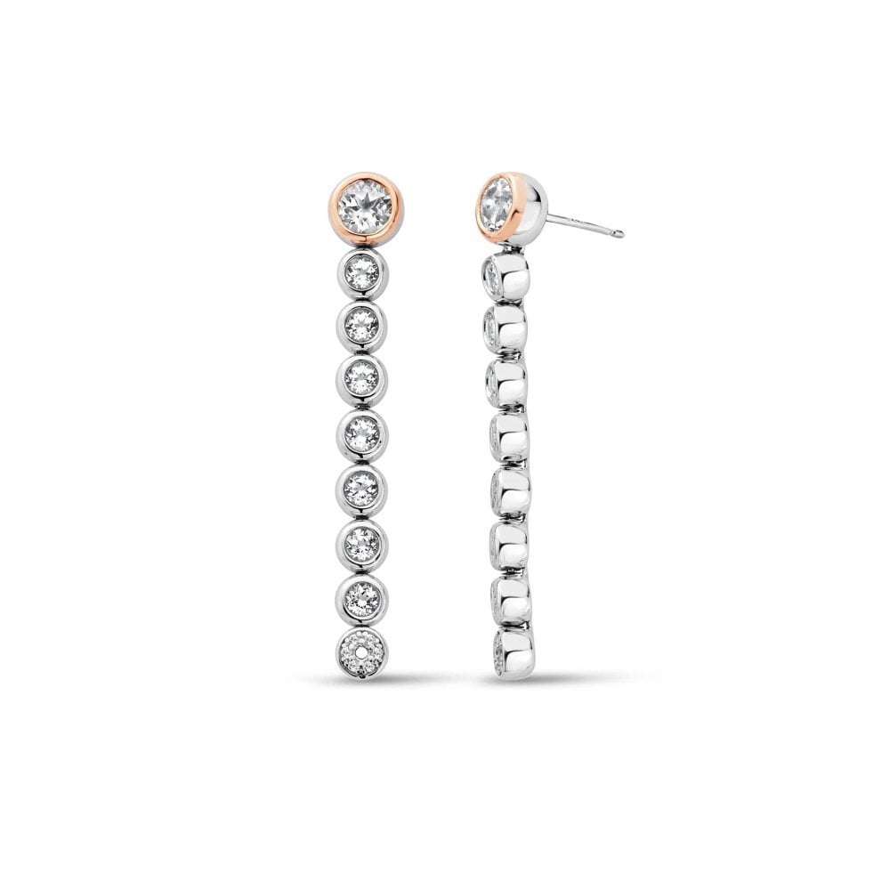 Clogau Celebration Sterling Silver Drop - Hoop Earrings with Topaz 3SCLC0799270071