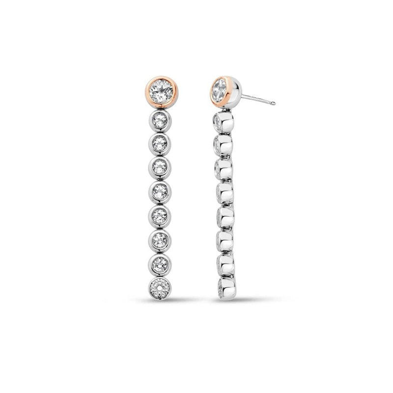 Clogau Celebration Sterling Silver Drop - Hoop Earrings with Topaz 3SCLC0799270071