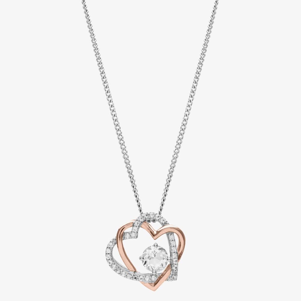 Clogau Forever Yours Sterling Silver Heart Pendant with Topaz 3SAMH0091250155