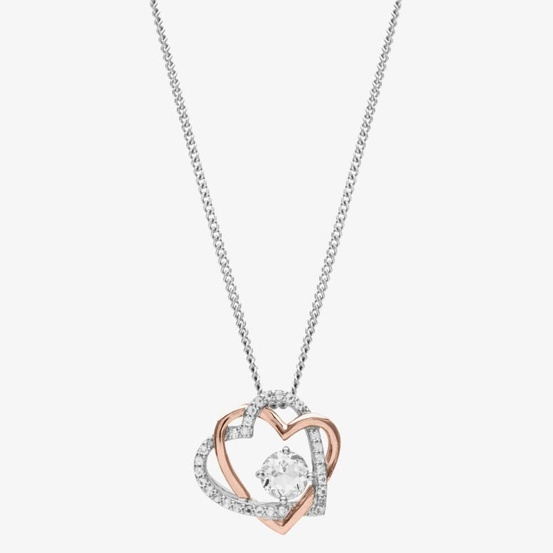 Clogau Forever Yours Sterling Silver Heart Pendant with Topaz 3SAMH0091250155