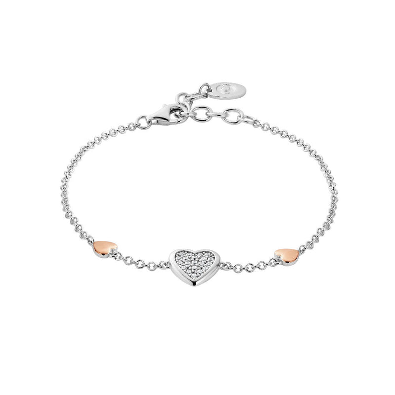 Clogau Forever Yours Sterling Silver Love Heart Bracelet with Swarovski Zirconia 3SFYO994