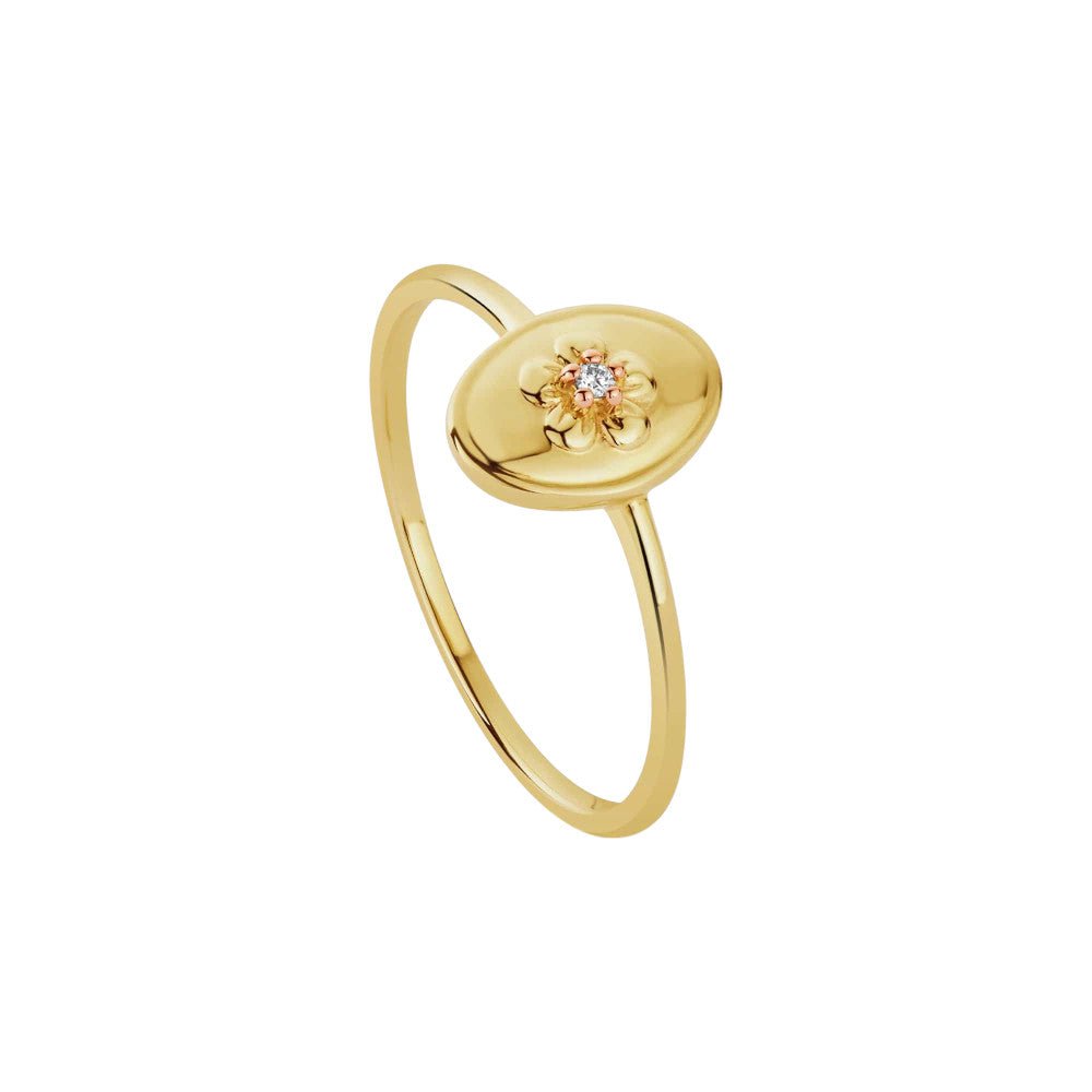 Clogau Nature's Wonder 9ct Solid Gold Forget - Me - Not Ring with Diamond GFMN0764270060
