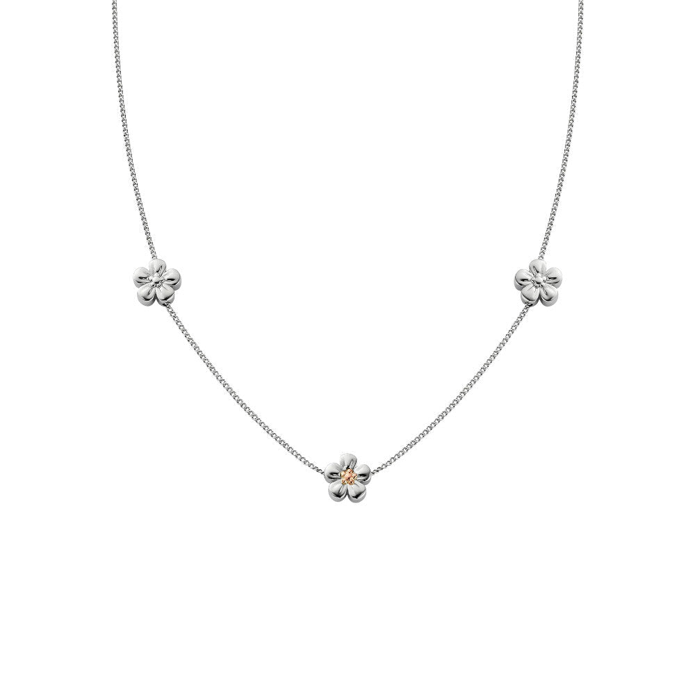 Clogau Nature's Wonder Sterling Silver Forget - Me - Not Adjustable Necklace 3SNWO960