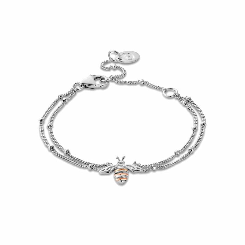 Clogau Nature's Wonder Sterling Silver Honey Bee Double - Chain Bracelet 3SHNB0134271117
