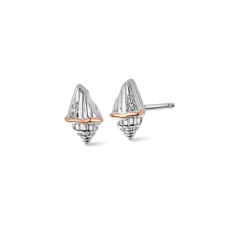 Clogau Nature's Wonder Sterling Silver Seashell Stud Earrings with Topaz 3SBCH0750
