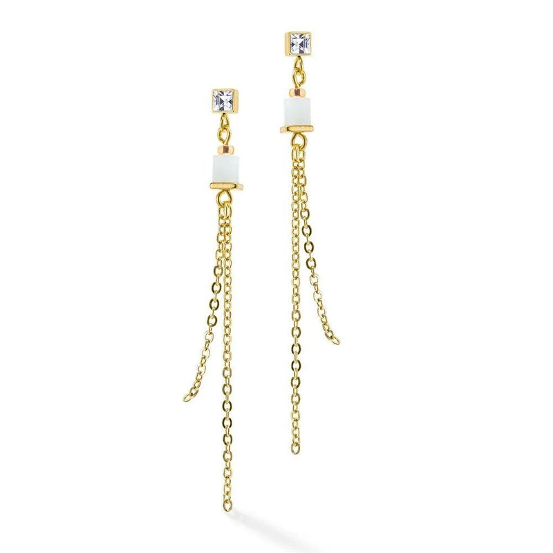 Coeur De Lion GeoCUBE Precious Multicolour Gold Chain Earrings 5087/21 - 1522