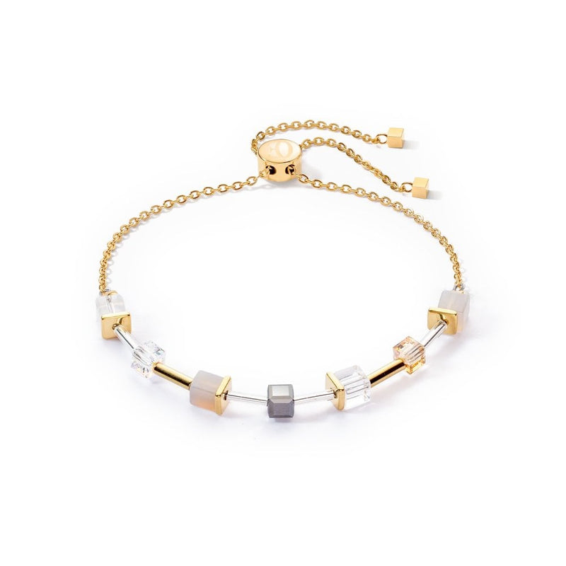 Coeur De Lion GeoCUBE Precious Slider Closure Gold Grey Bracelet 5074/30 - 1216