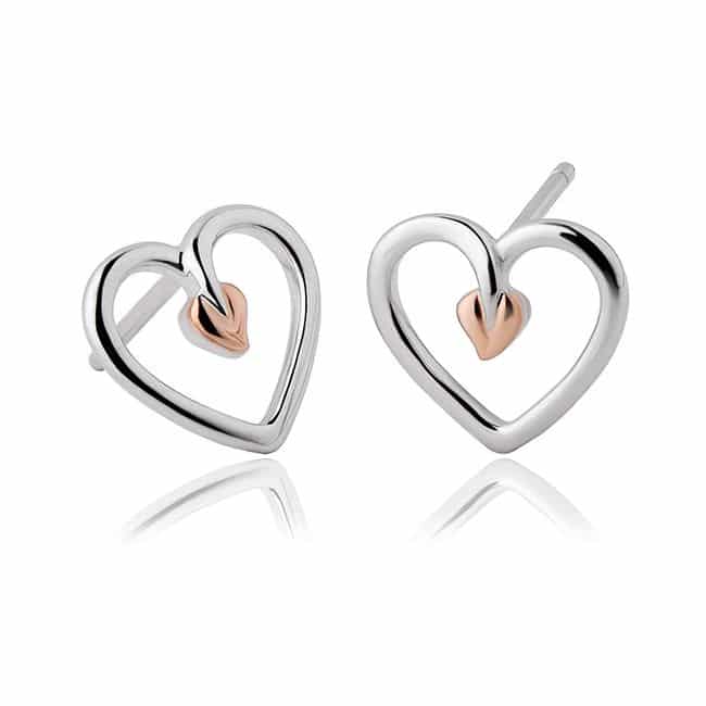 Clogau Tree of Life Sterling Silver Heart Stud Earrings 3STLHE7 image 0