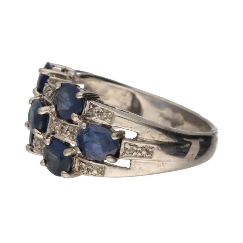 Elegant Pre - Owned 9ct Gold Sapphire & Diamond Cluster Ring2026w35-2-1