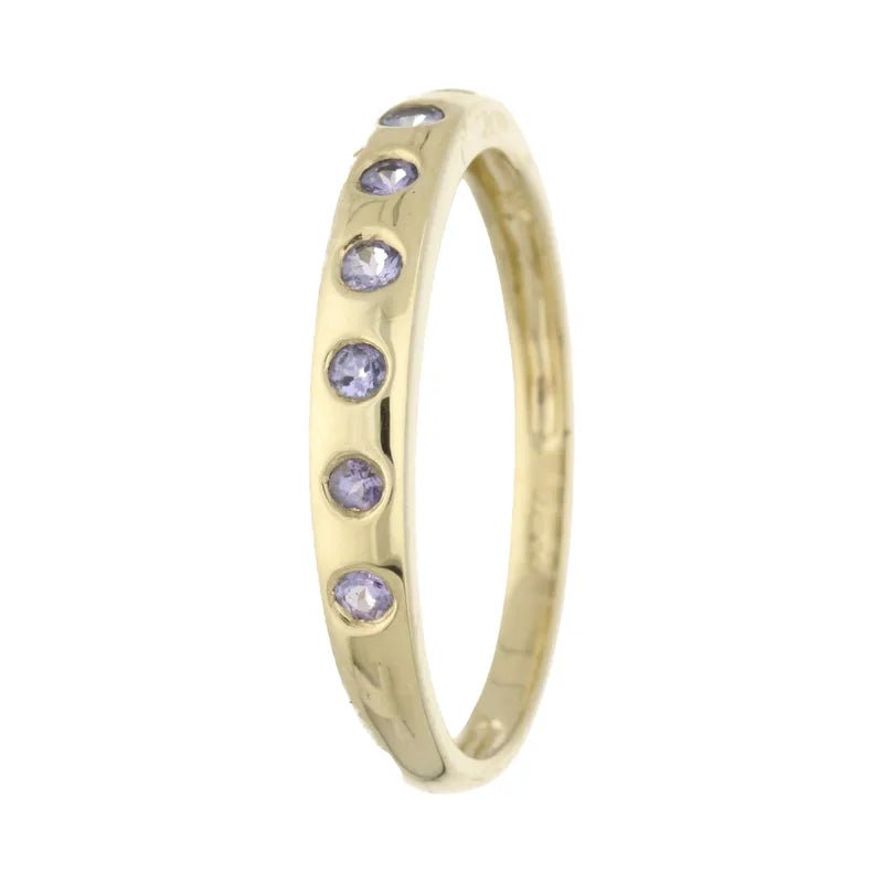 Eye - Catching Pre - Owned 9ct Yellow Gold Tanzanite Eternity Ring2026W37-9-6