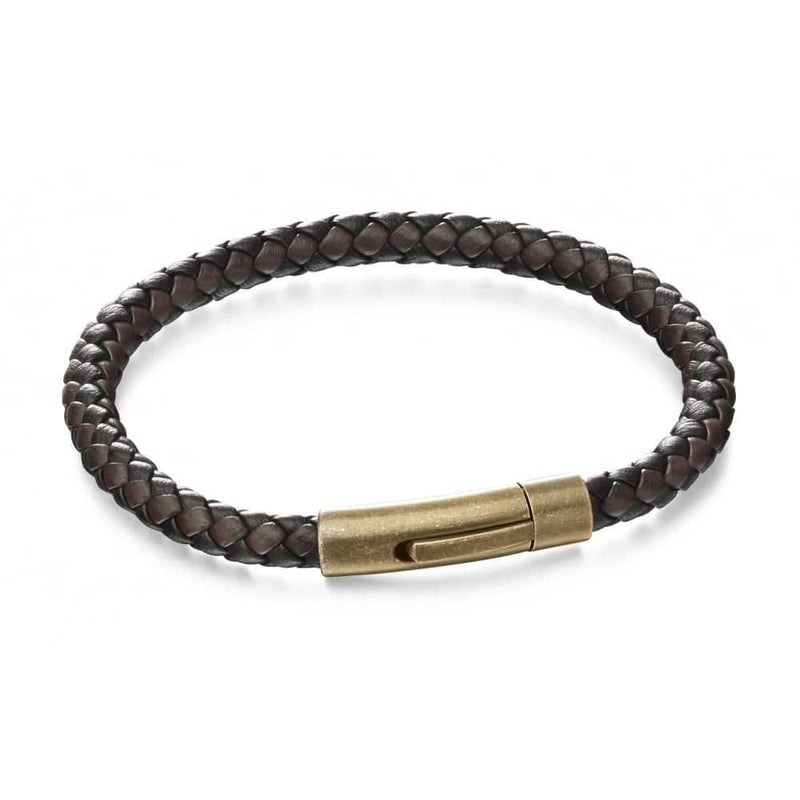 Fred Bennett Brown Black Woven Leather Bracelet B5061