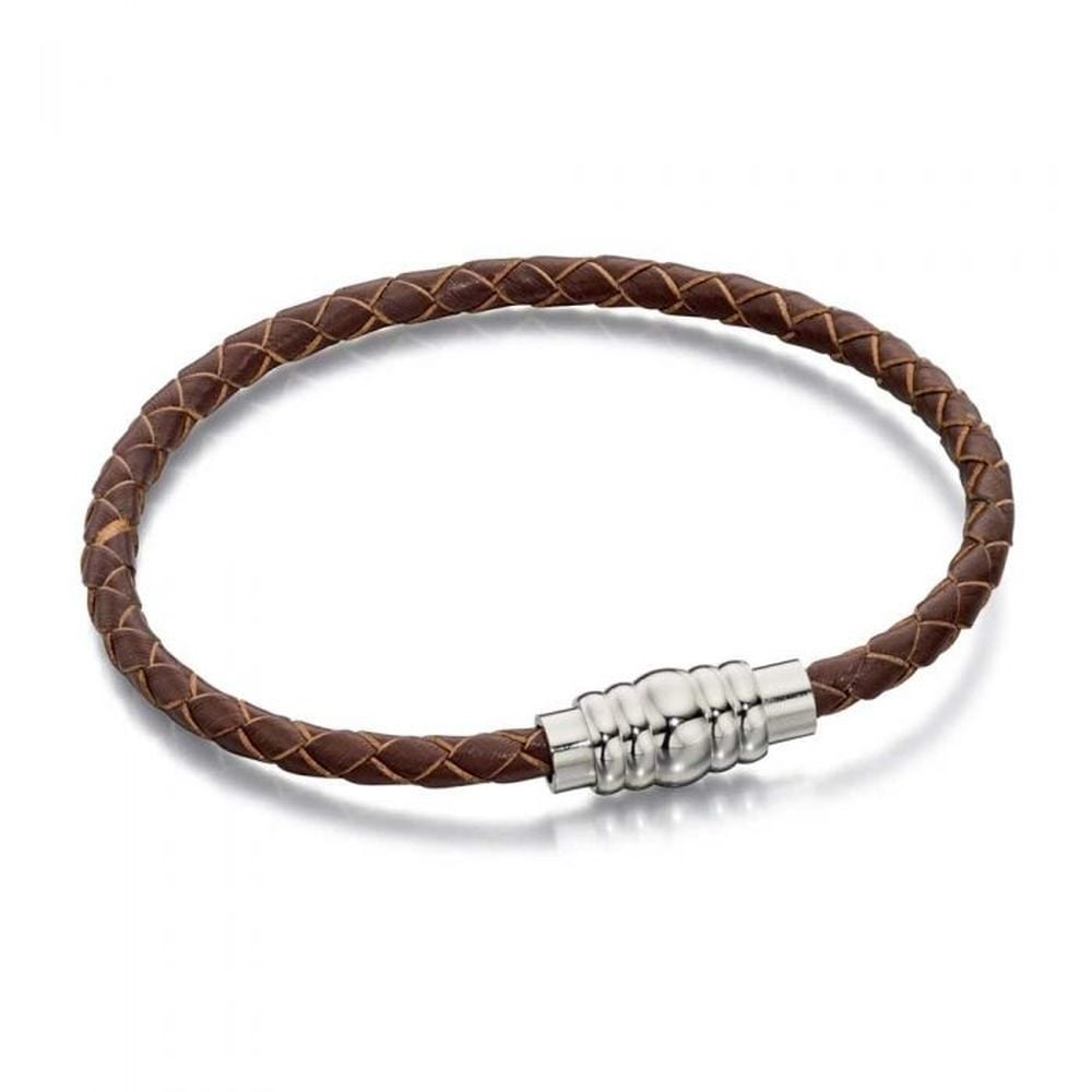 Fred Bennett Skinny Brown Leather Magnetic Bracelet B4727