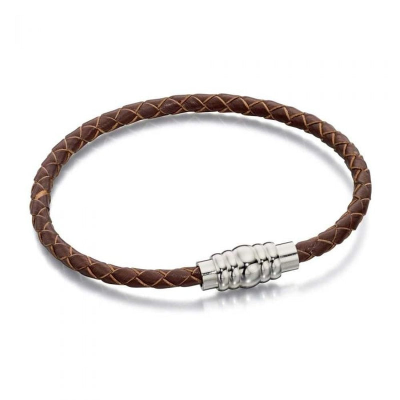 Fred Bennett Skinny Brown Leather Magnetic Bracelet B4727