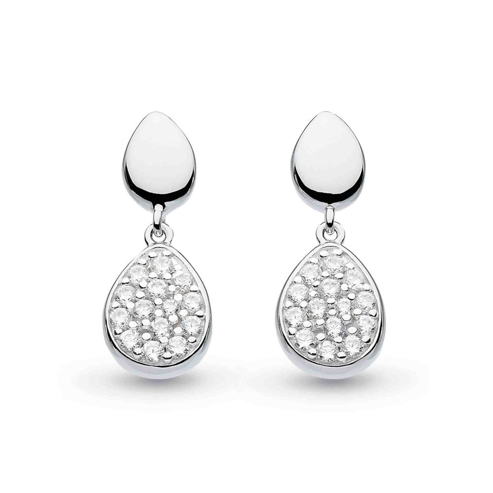 Kit Heath Coast Pebble Glisten Pave CZ Drop Earrings 60188CZ276103