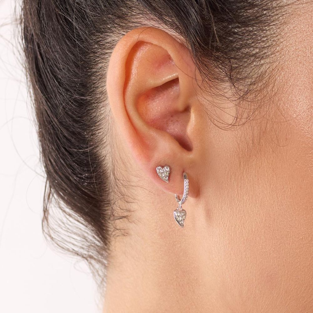 Kit Heath Desire Kiss Precious Pave Heart Hinged Hoop Drop Earrings 50511WT276097