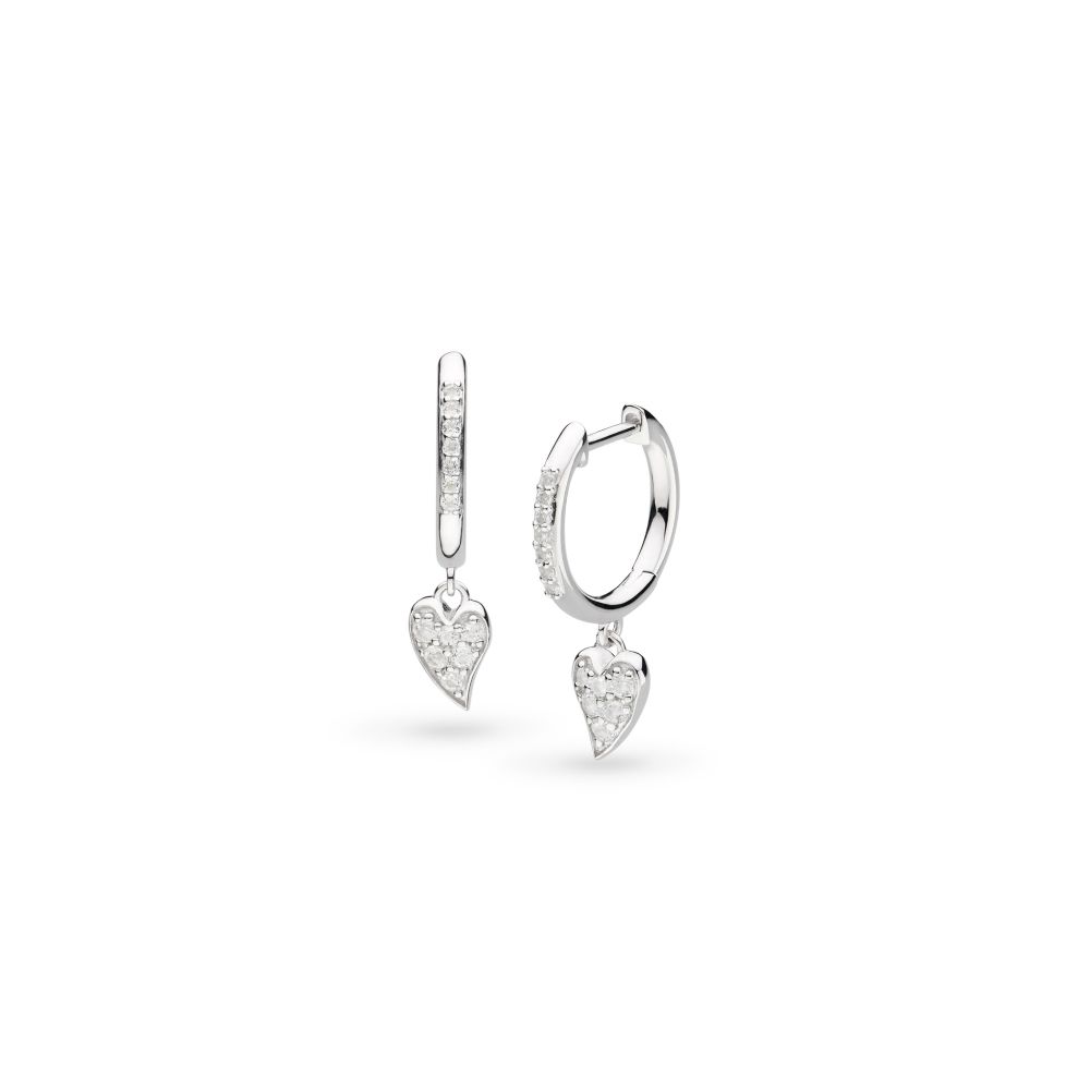 Kit Heath Desire Kiss Precious Pave Heart Hinged Hoop Drop Earrings 50511WT276097