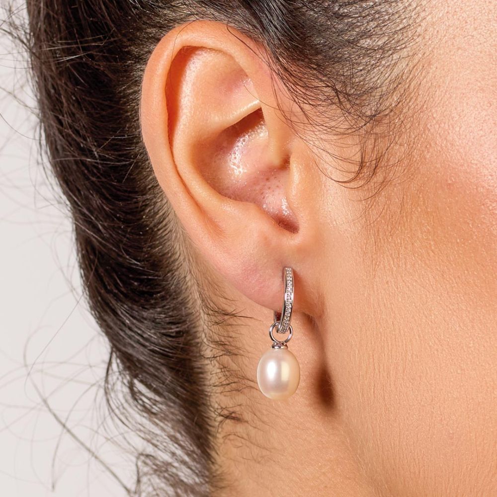 Kit Heath Revival Classic Pearl Glitz Hinged Hoop Drop Earrings 50429FPC276095