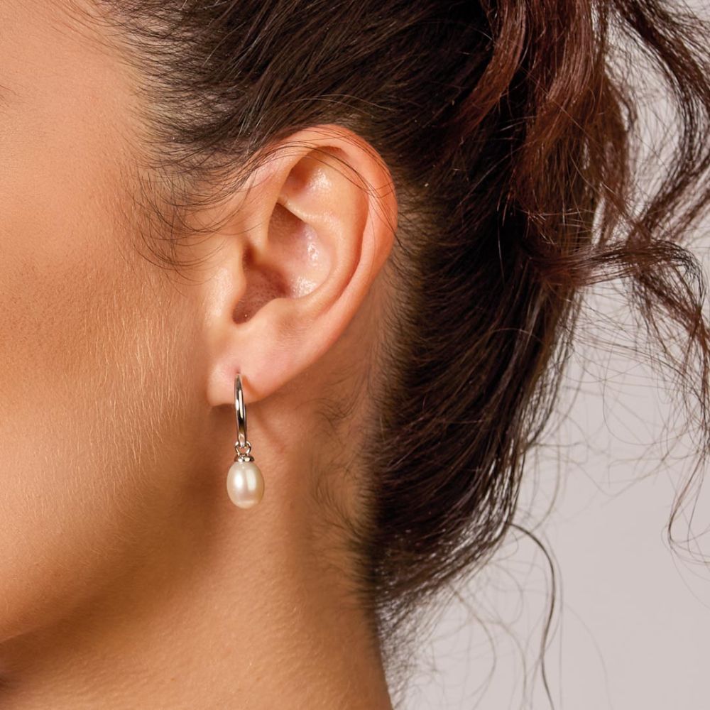 Kit Heath Revival Classic Pearl Hinged Hoop Drop Earrings 50426FP276091