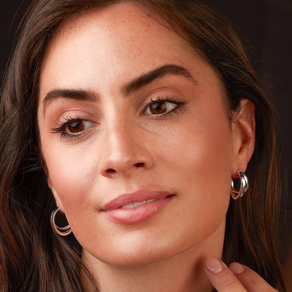 Kit Heath Serenity Grande Cross - Over Semi Hoop Stud Earrings 61186RP276108