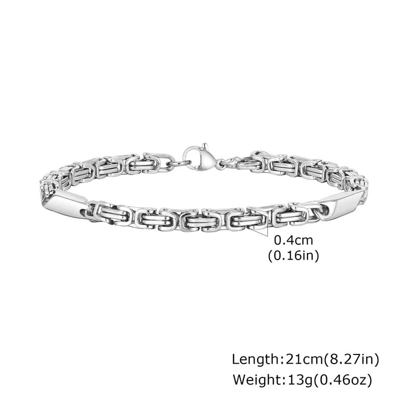 Mens Stainless Steel 20cm Byzantine Bracelet