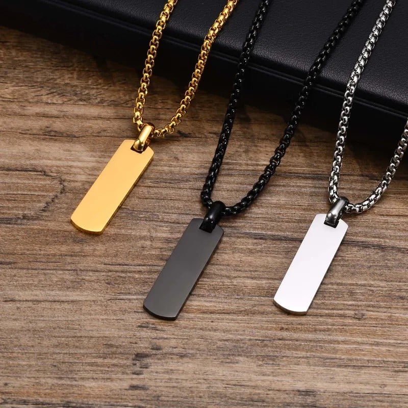 Mens Stainless Steel Silver Dog Tag Pendant