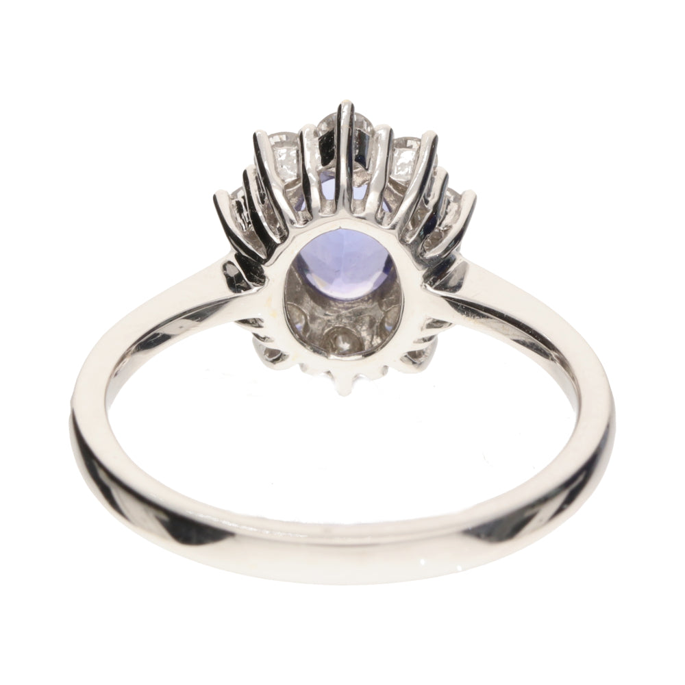 Pre-Owned 18ct White Gold Tanzanite and Diamond Cluster Ring