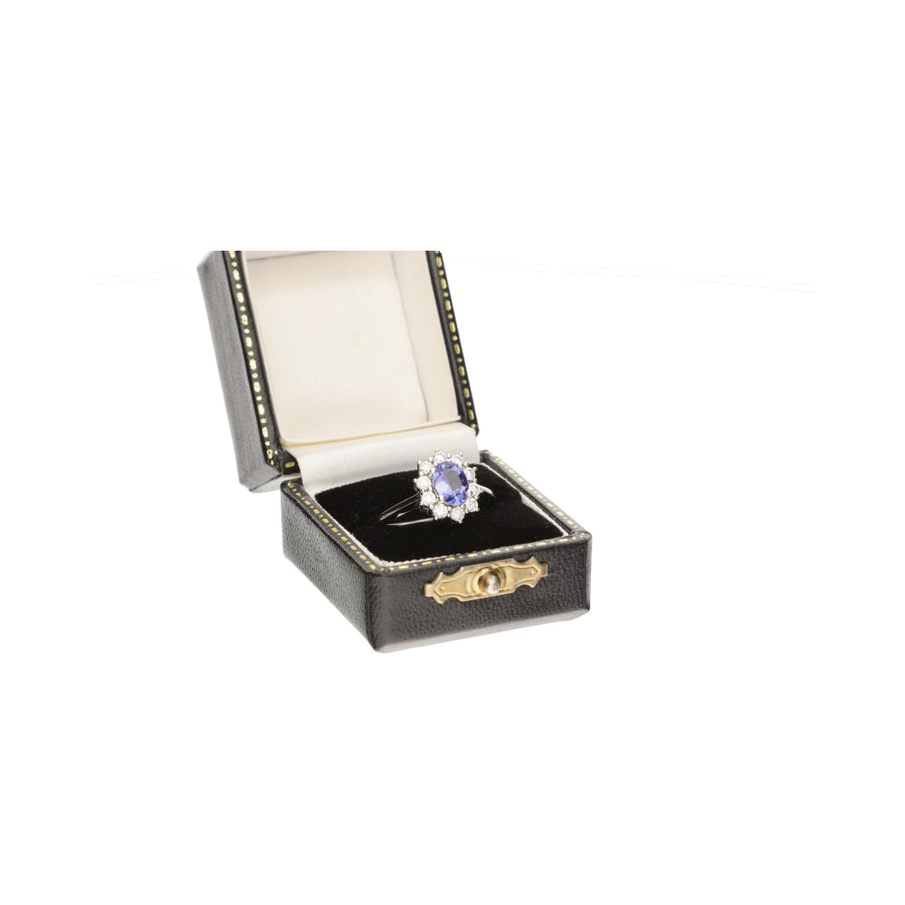 Pre-Owned 18ct White Gold Tanzanite and Diamond Cluster Ring