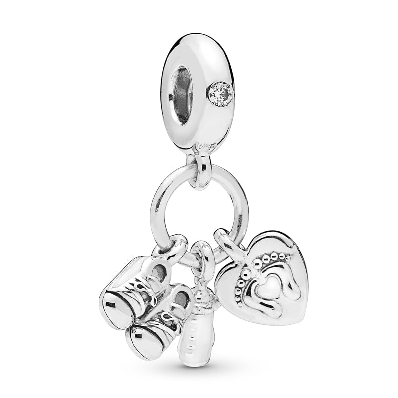 PANDORA Baby Bottle & Shoes Dangle Charm 798106CZ