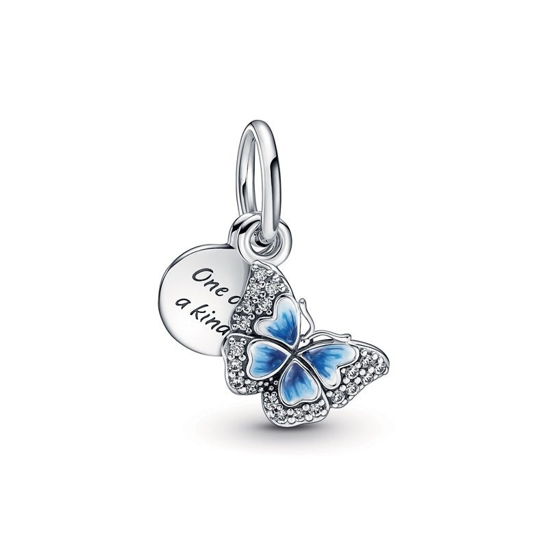 PANDORA Blue Butterfly & Quote Double Dangle Charm 790757C01