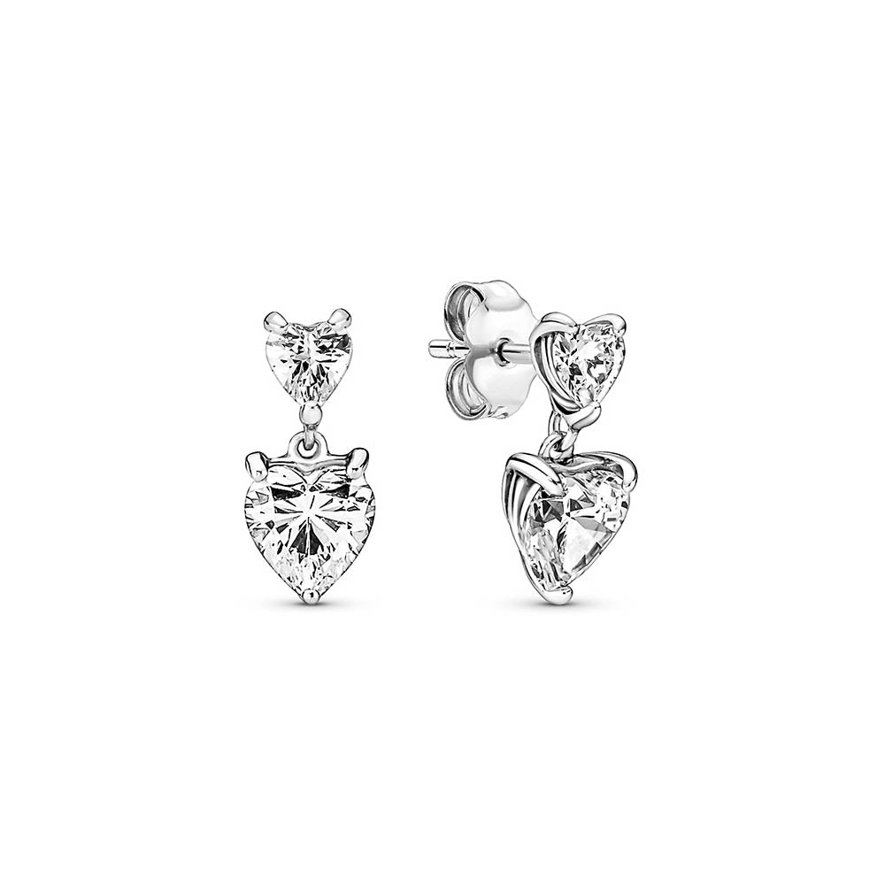 Pandora Double Heart Sparkling Stud Earrings 291199C01252342
