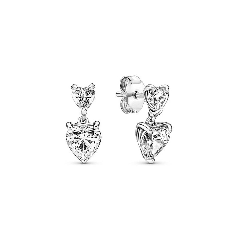 Pandora Double Heart Sparkling Stud Earrings 291199C01252342