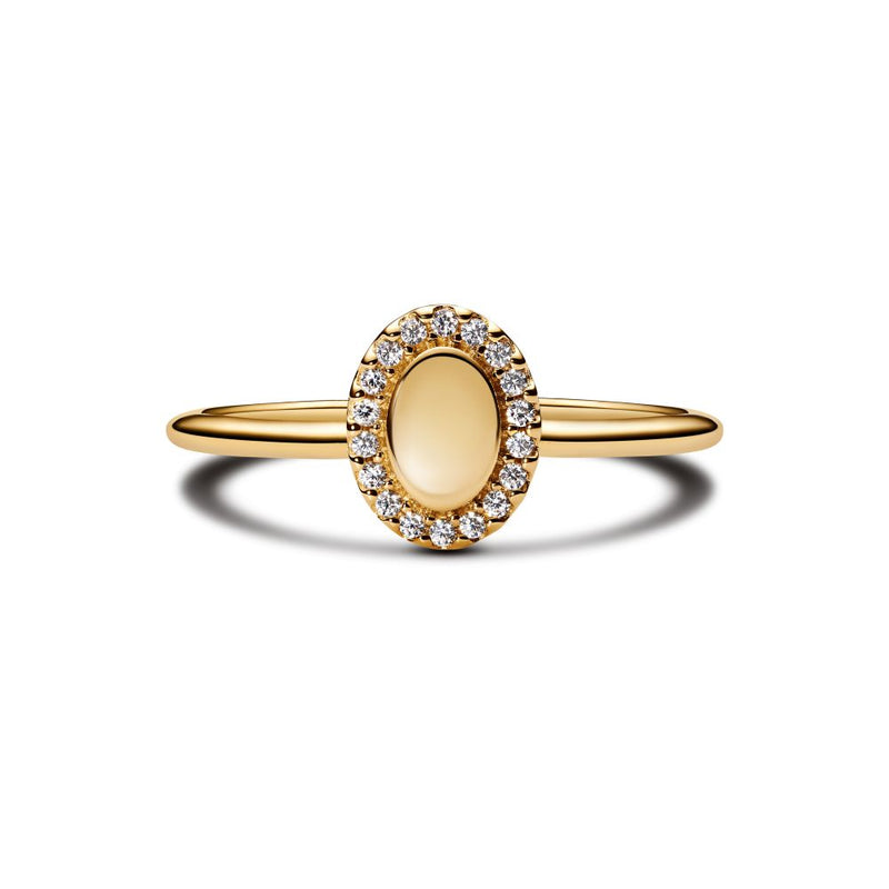 PANDORA Engravable Oval Halo Ring 163800C01273302